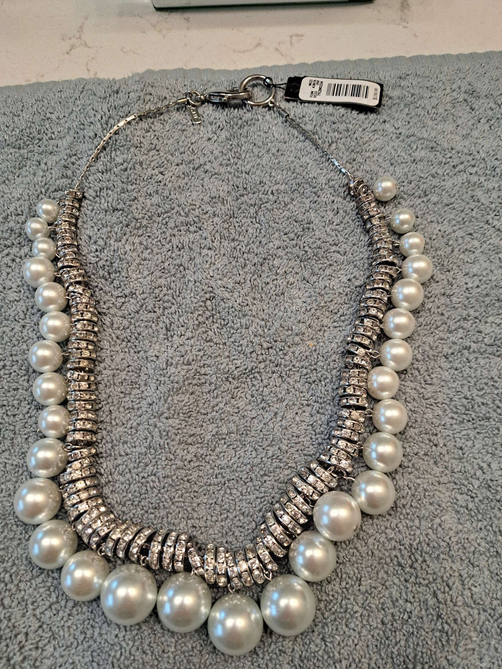 Cache Silver Pearl and Crystal Statement Necklace - Women